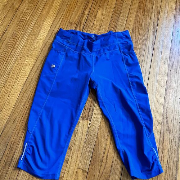 Athleta Leggings Womens Medium Dobby Be Free Knickers Capri Blue Pocket Pants - Picture 5 of 10